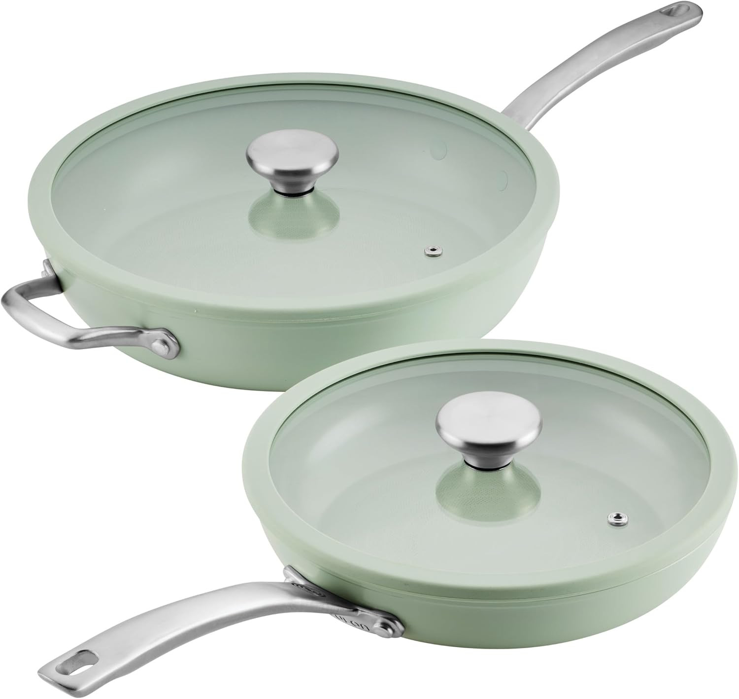 Halo 4-Piece Nonstick Frying Pan Set with Lids – Sage, PFAS-Free