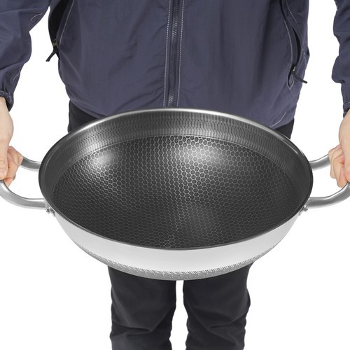 Skillet With Lid 14 Inch Non Stick Paella Pan Stainless Steel Frying/Cooking Pan