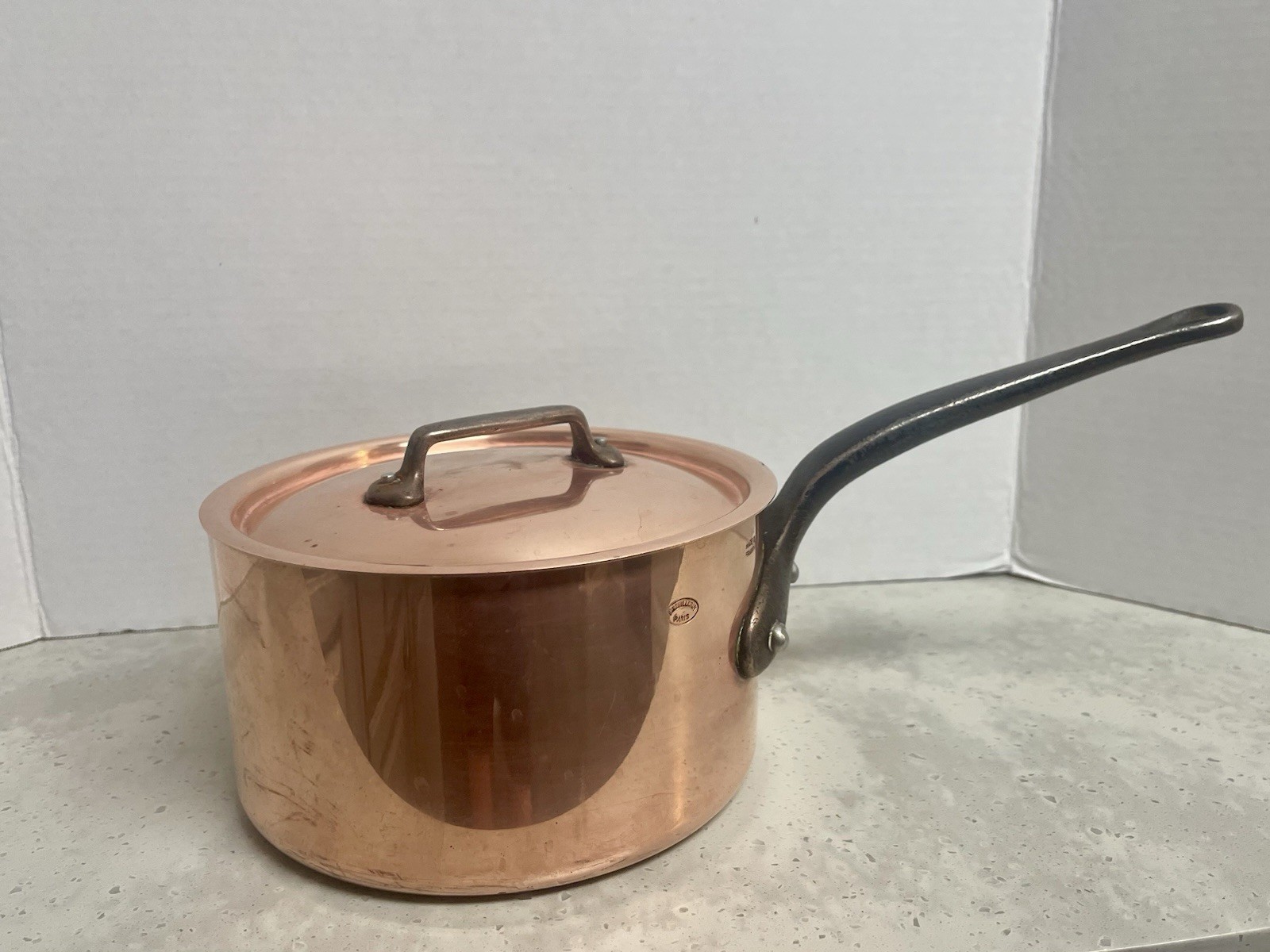 E. DEHILLERIN, 3mm Xtra Thick, Copper, Stainless Steel Lined, 7” saucepan W/ Lid