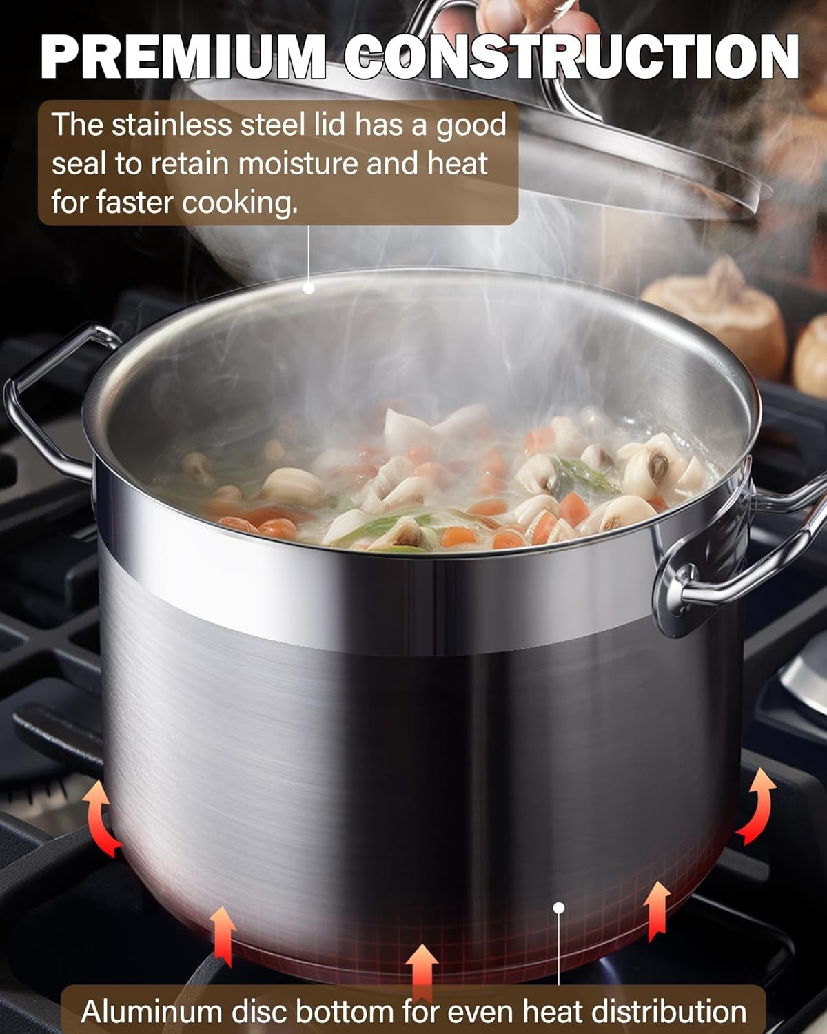 Stainless Steel Stock Pot for Various Cooking Methods-~”