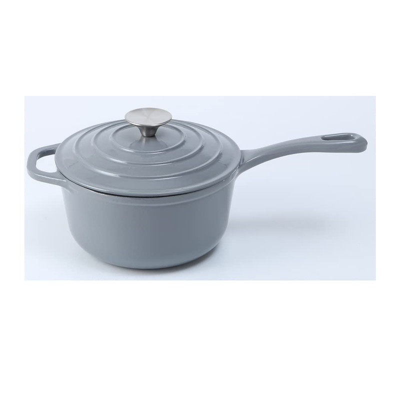 Hawok 2 Qt Enameled Cast Iron Saucepan 7 Inch Lid Gray