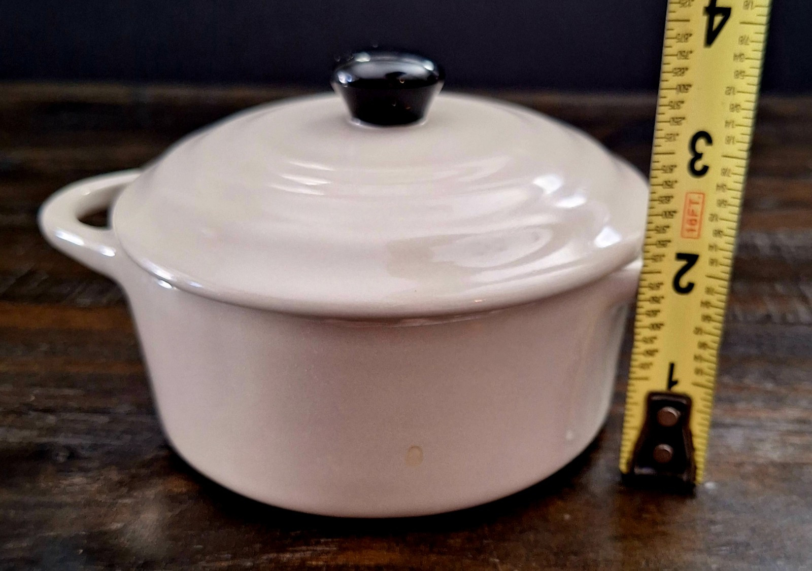 Mini Cocotte Dish with Lid Stoneware Taupe 3 1/2″H X 6 3/8″L X 4 5/8″W