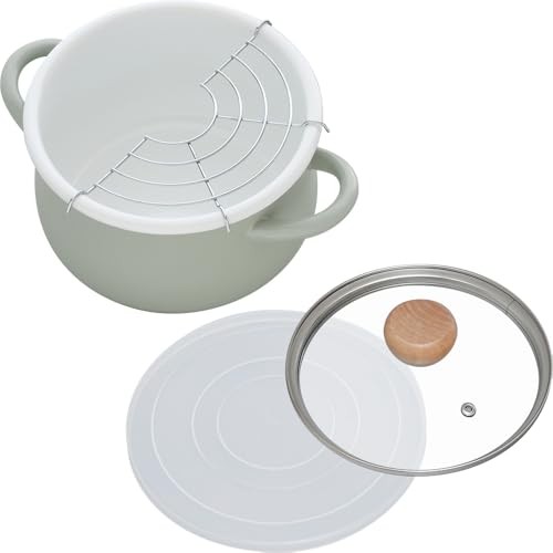 Wahei Freiz Enamel Cooking Pot 18cm Green Induction Compatible Gas Compatible
