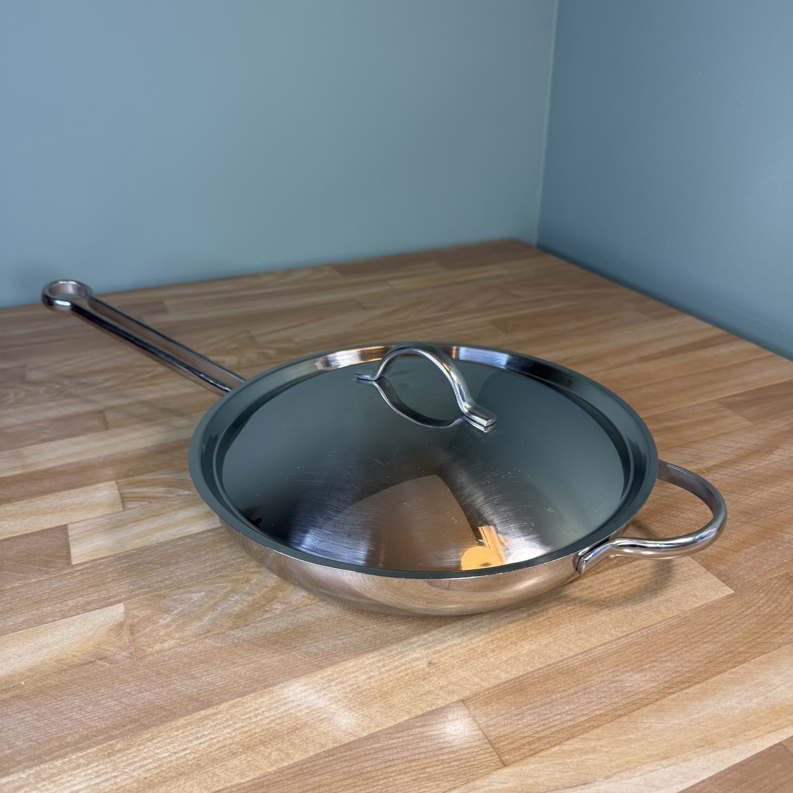 REVERE Pro Line 1801 Stainless 10″ Saute Fry Pan Skillet Copper Core 6760 w/ Lid