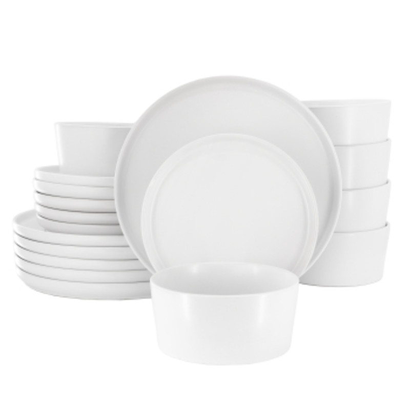 Elama Josh 18 Piece Stoneware Dinnerware Set In Matte White