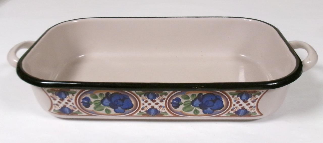 Baumann Innsbruck Floral Painted Enamel 13″ x 8″ Casserole Baking Dish, Germany