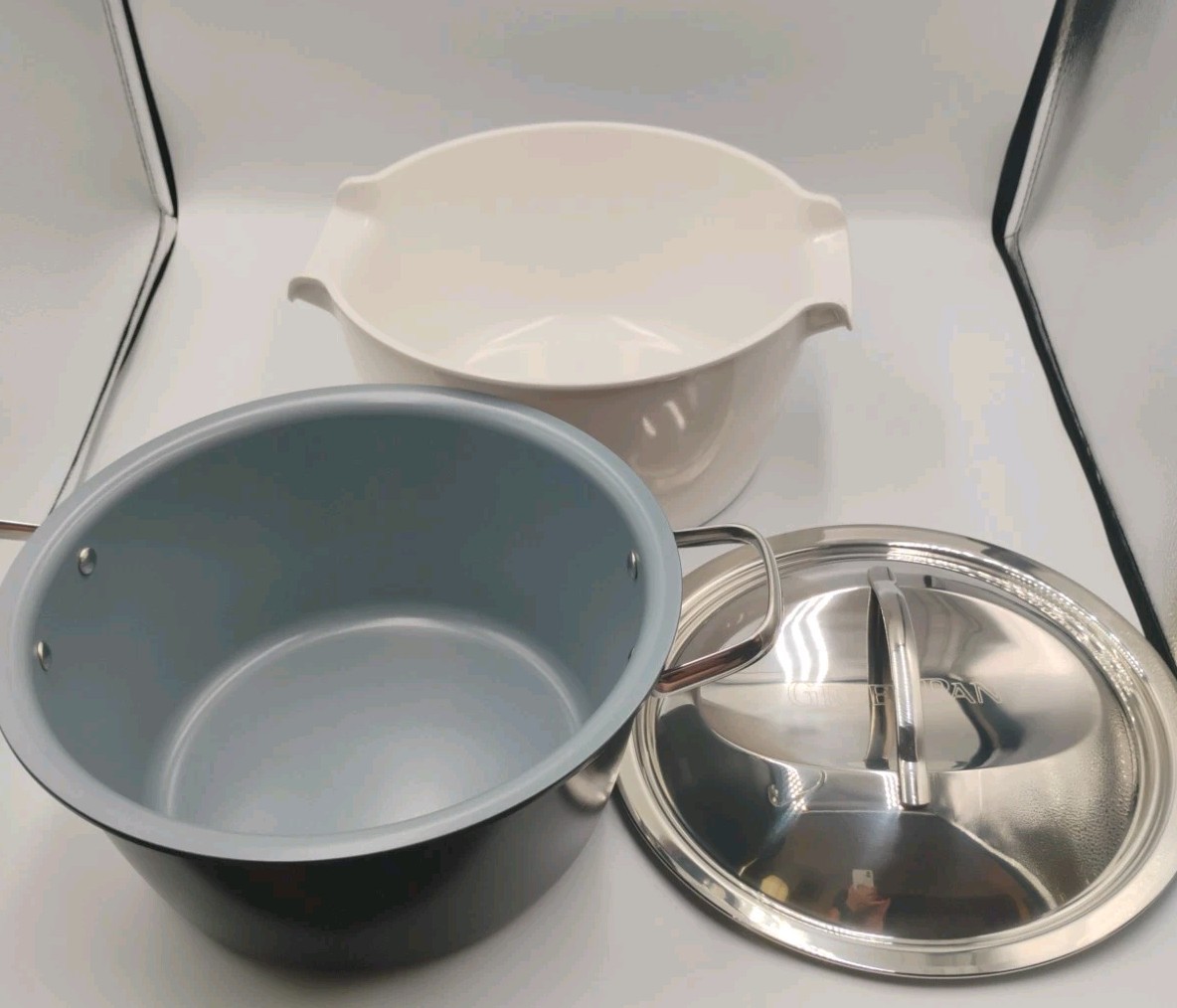 New Green Pan 5Qt 3-Piece Hot Pot Casserole/ Dutch Oven Set W/ Thermal Server