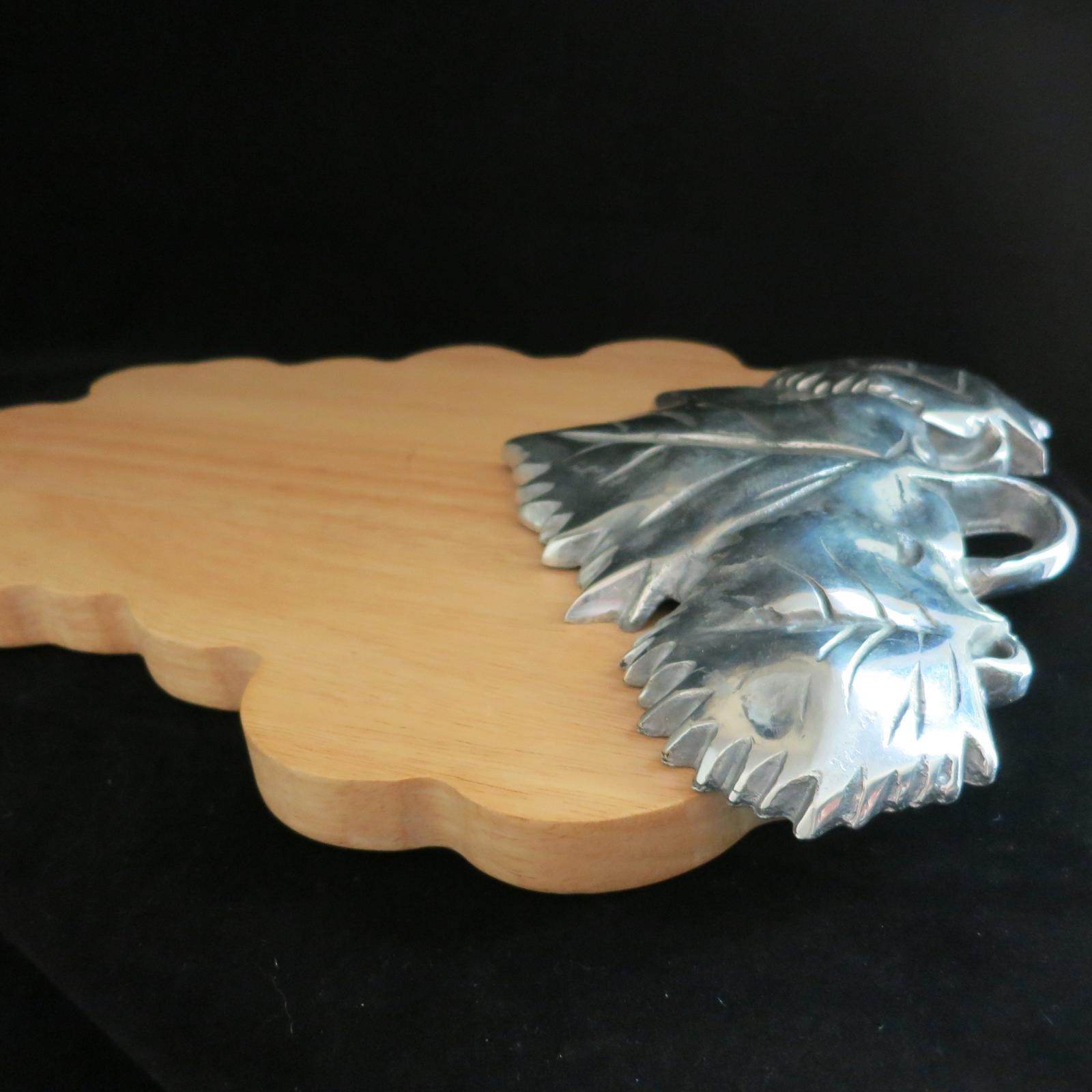 Vintage Grape Wood and Aluminum Cutting Board -Hanging Wall Art