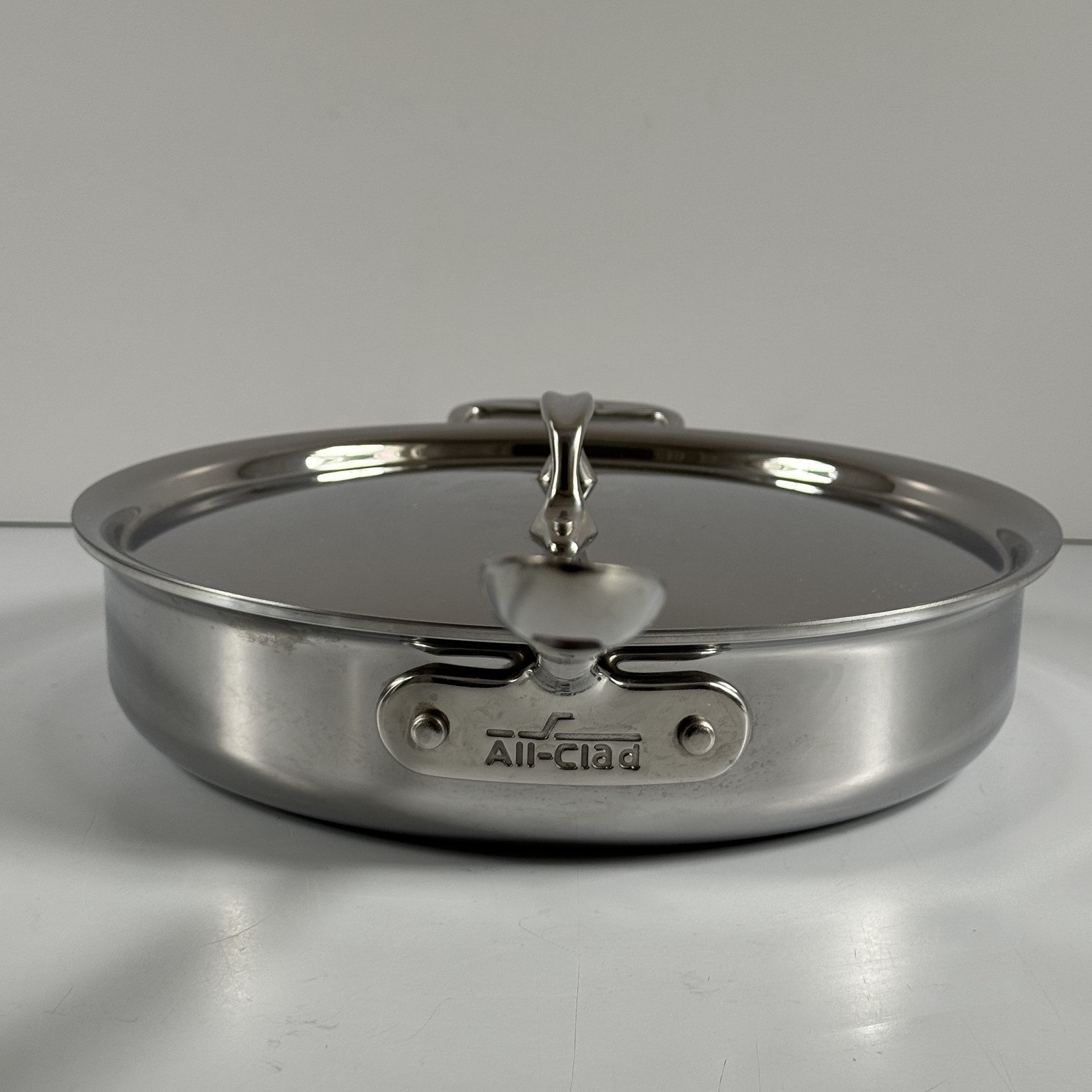 All-Clad 3 QT Stainless Steel Sauté Pan with Lid & Helper Handle Skillet USA