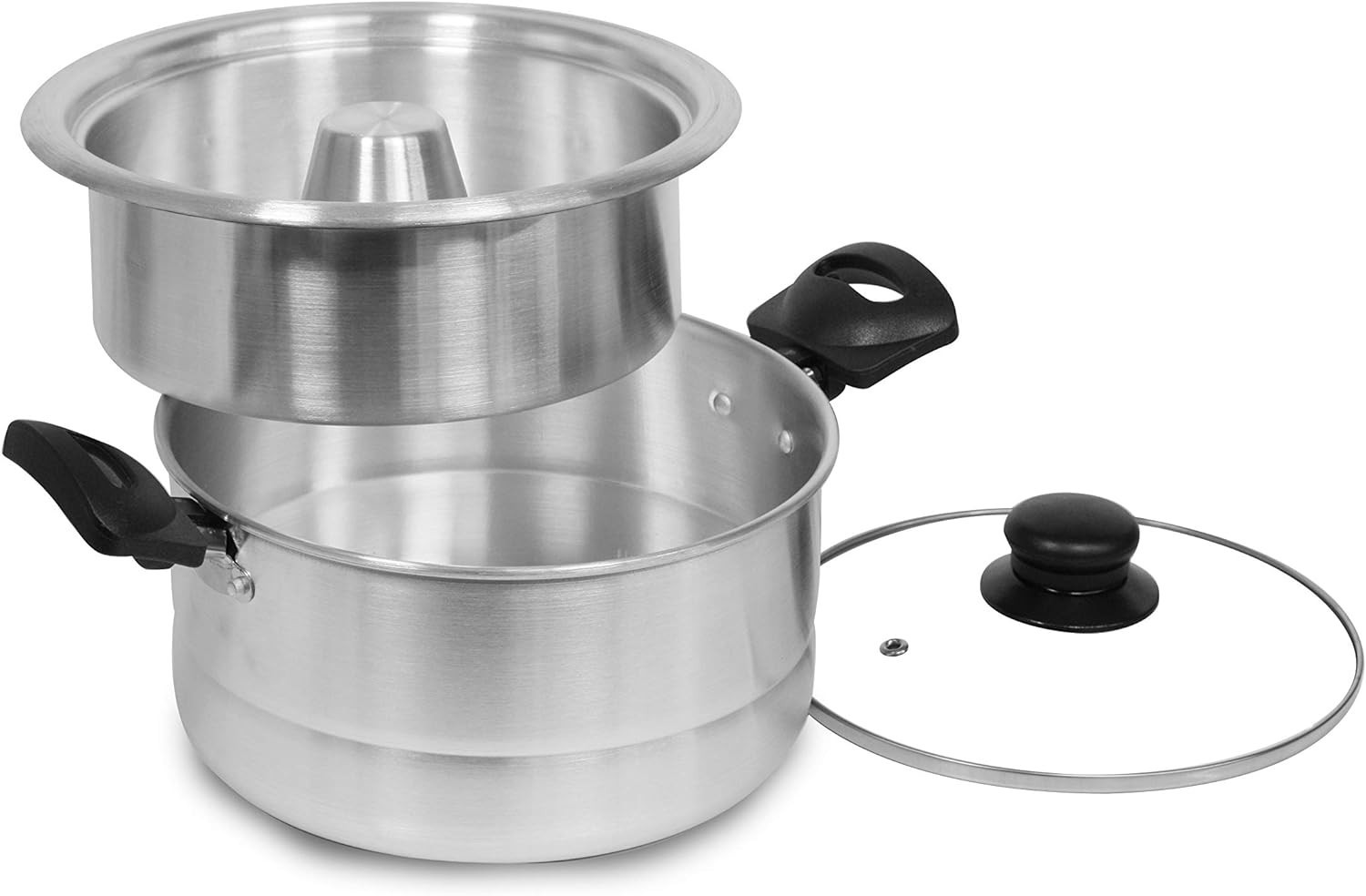 Aluminum Flan Mold Double Boiler with Glass Lid 1.6 Liter – Includes Aluminum…