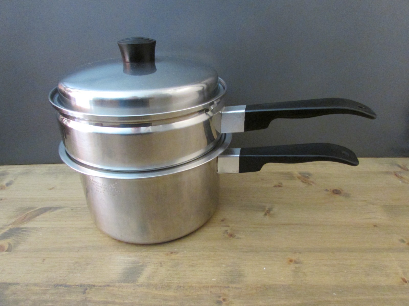 LUSTRE CRAFT Stainless 3 QT Saucepan with Steamer, Broiler & Lid 18-8 Stainless