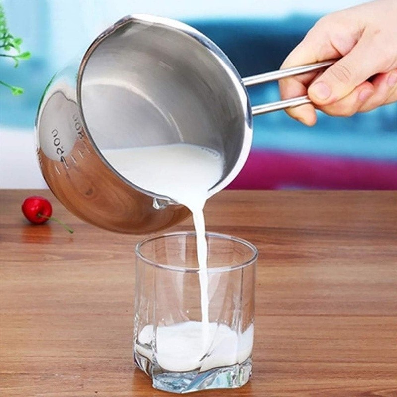 Stainless Steel Milk Pot Induction Cookware Mirror Polished Saucepan 1L New