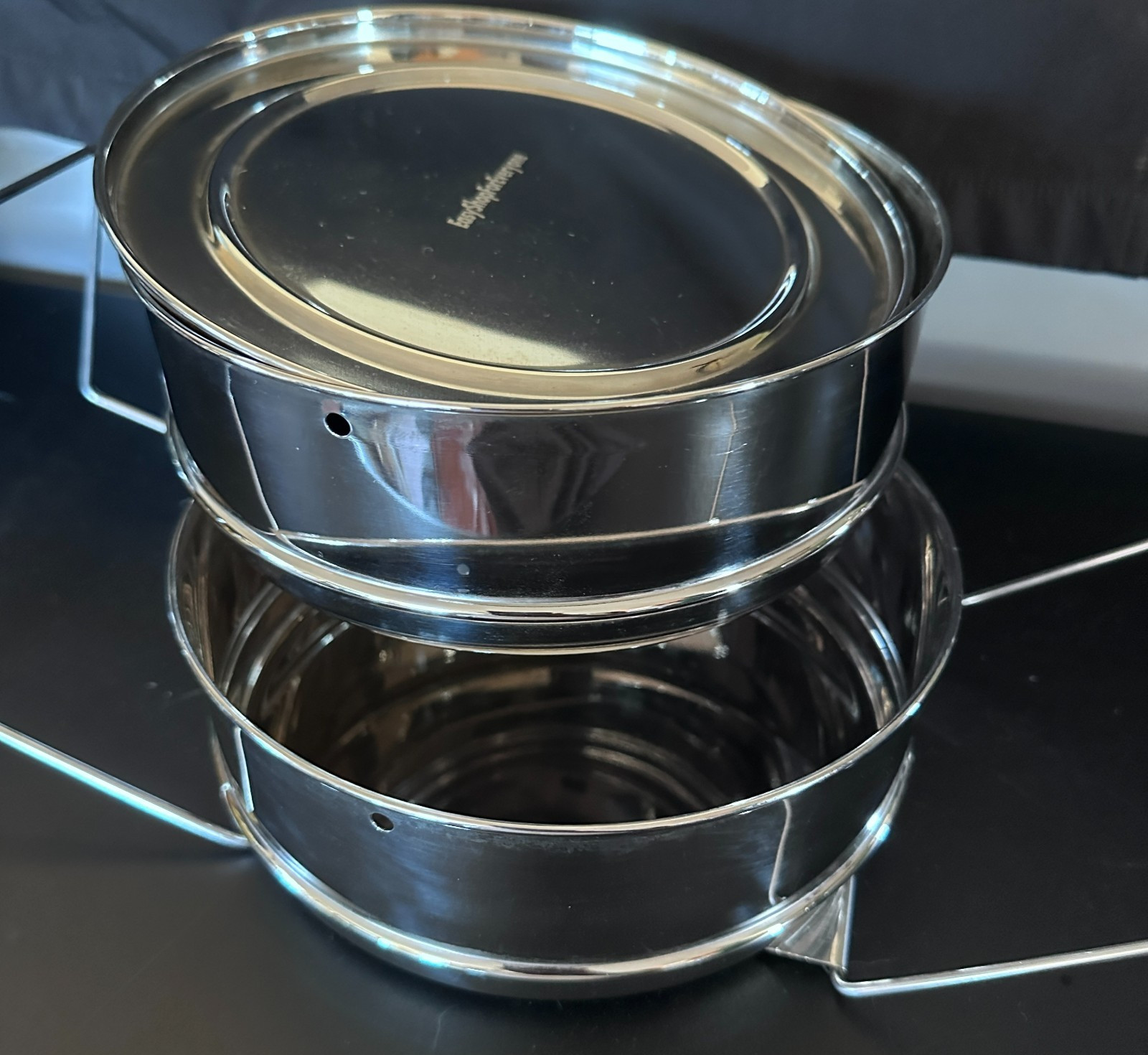 Stainless Steel 2 Tier Stackable Steamer Insert Pan Set Pressure Cooker