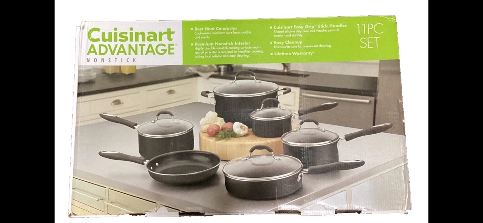 Cuisinart Advantage Non-Stick 11-Piece Black Pan Set with Glass Lids