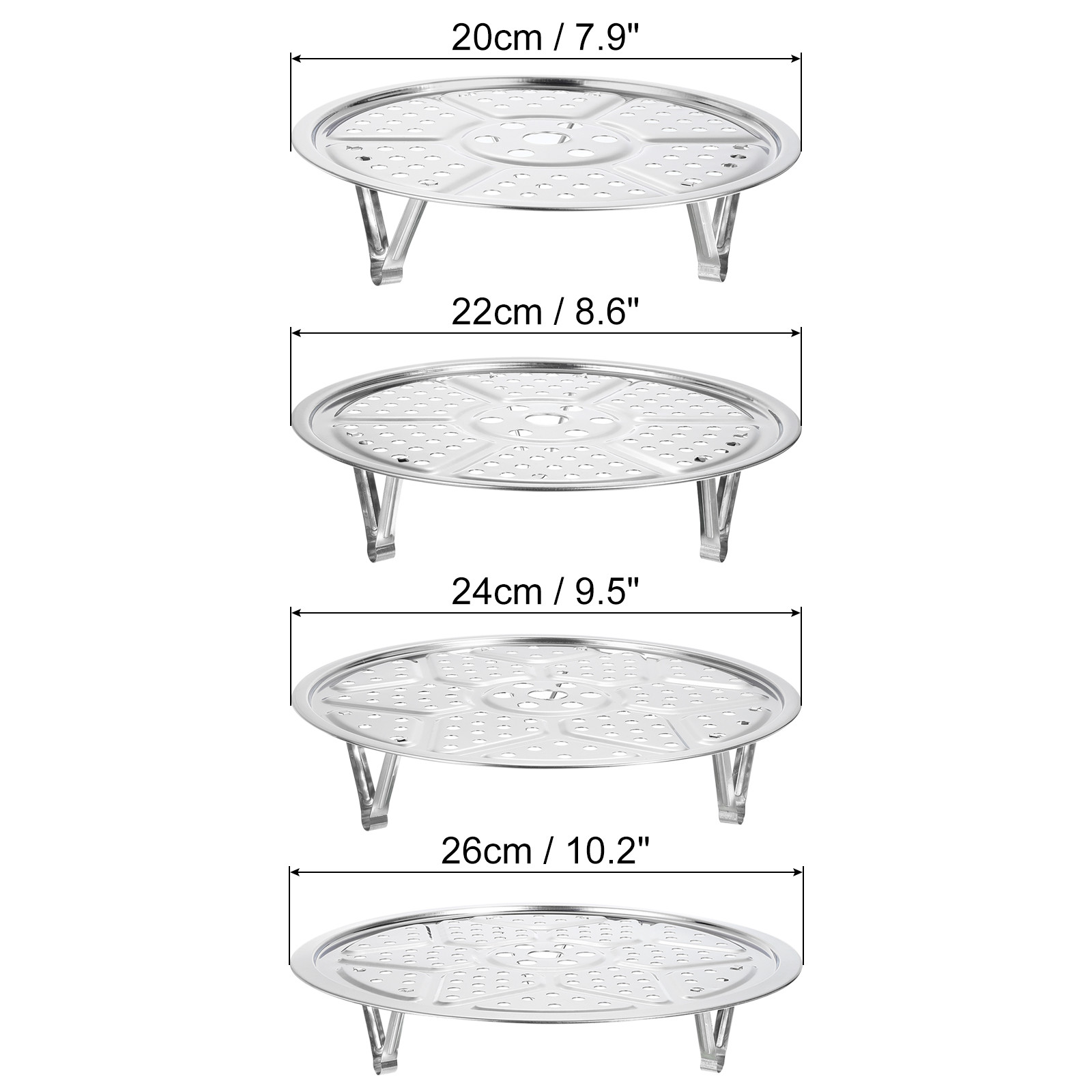 4pcs Stainless Steel Steamer Rack with Stand, Insert Stock Pot Steaming Tray