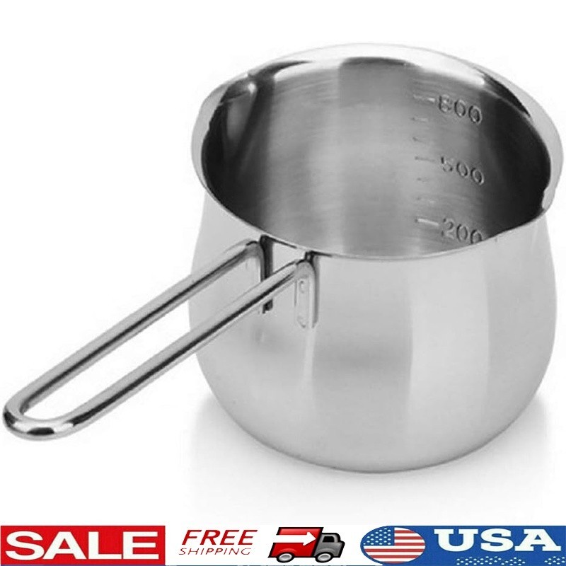 Stainless Steel Milk Pot Induction Cookware Mirror Polished Saucepan 1L New