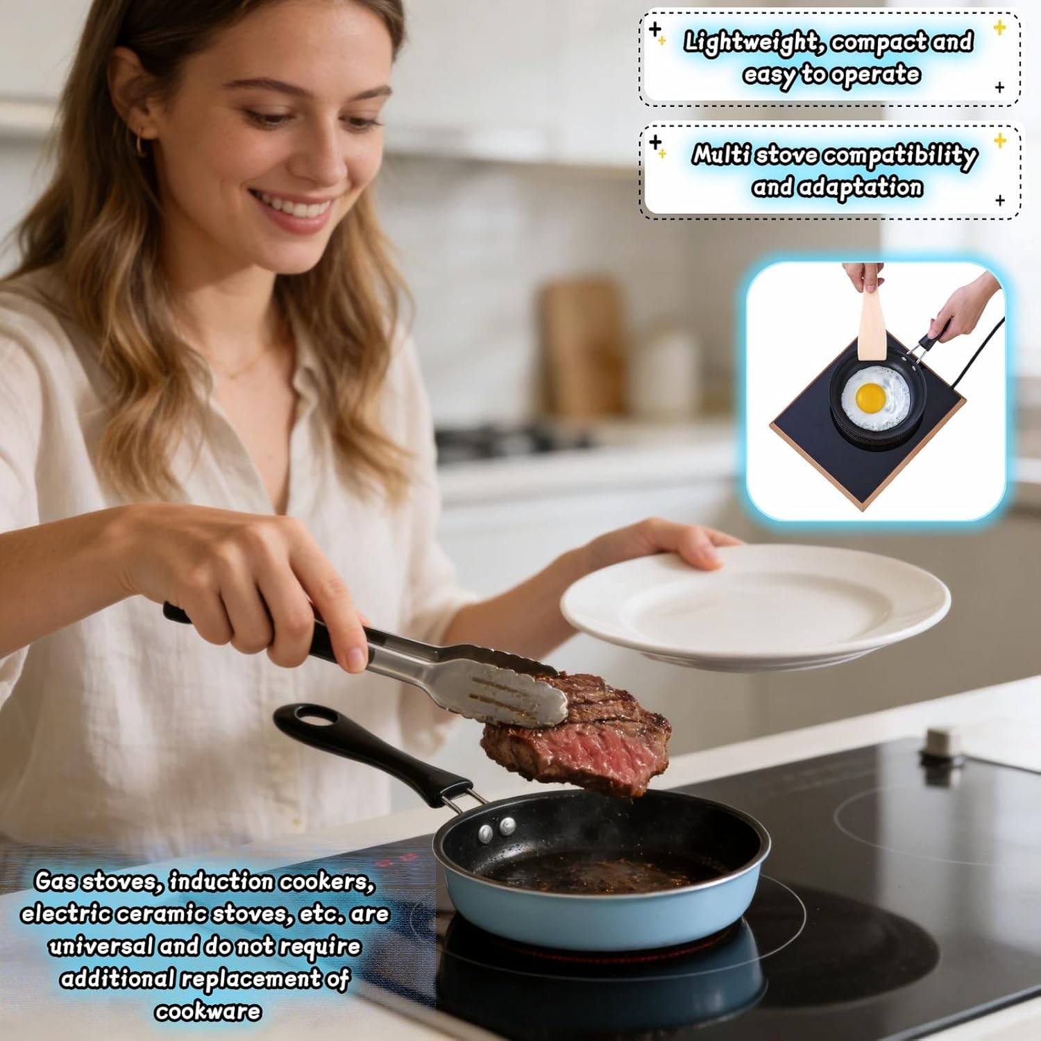 Induction & Gas Compatible – Perfect for Camping, RV, Omelets,