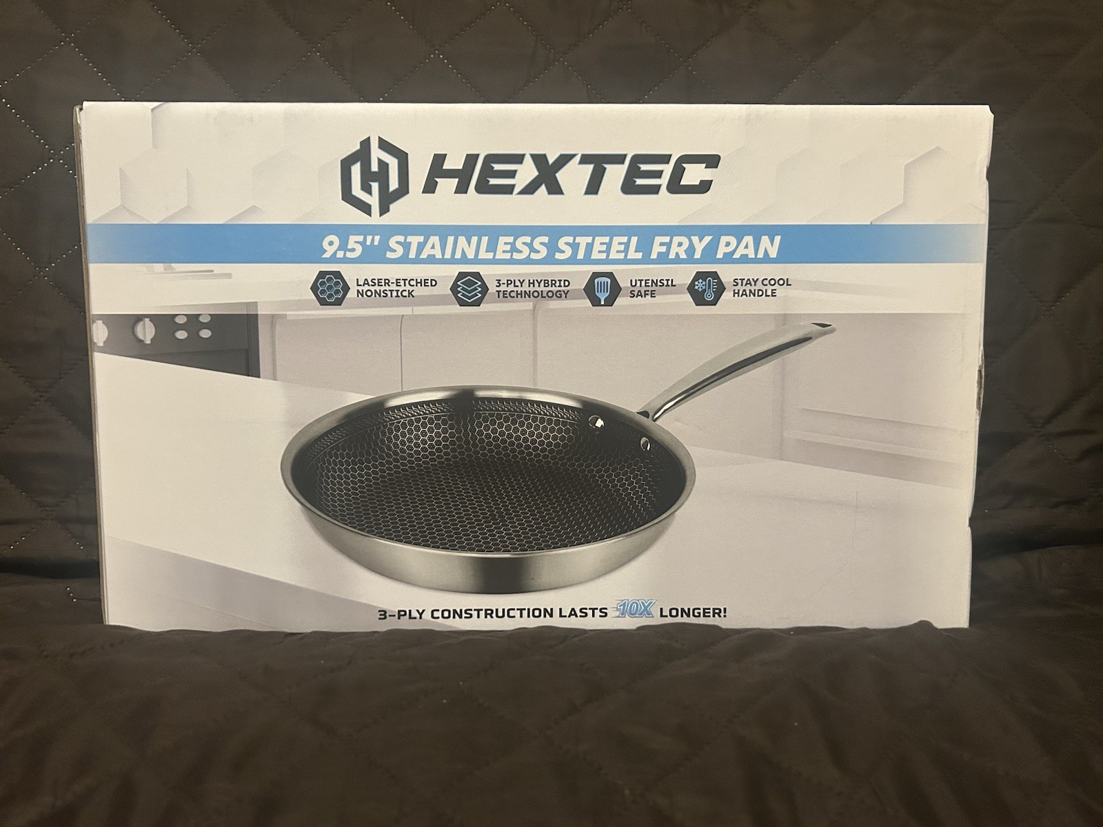 HEXTEC 9.5″ Stainless Steel Non-Stick Fry Pan, Dishwasher & Oven Safe, 500°F