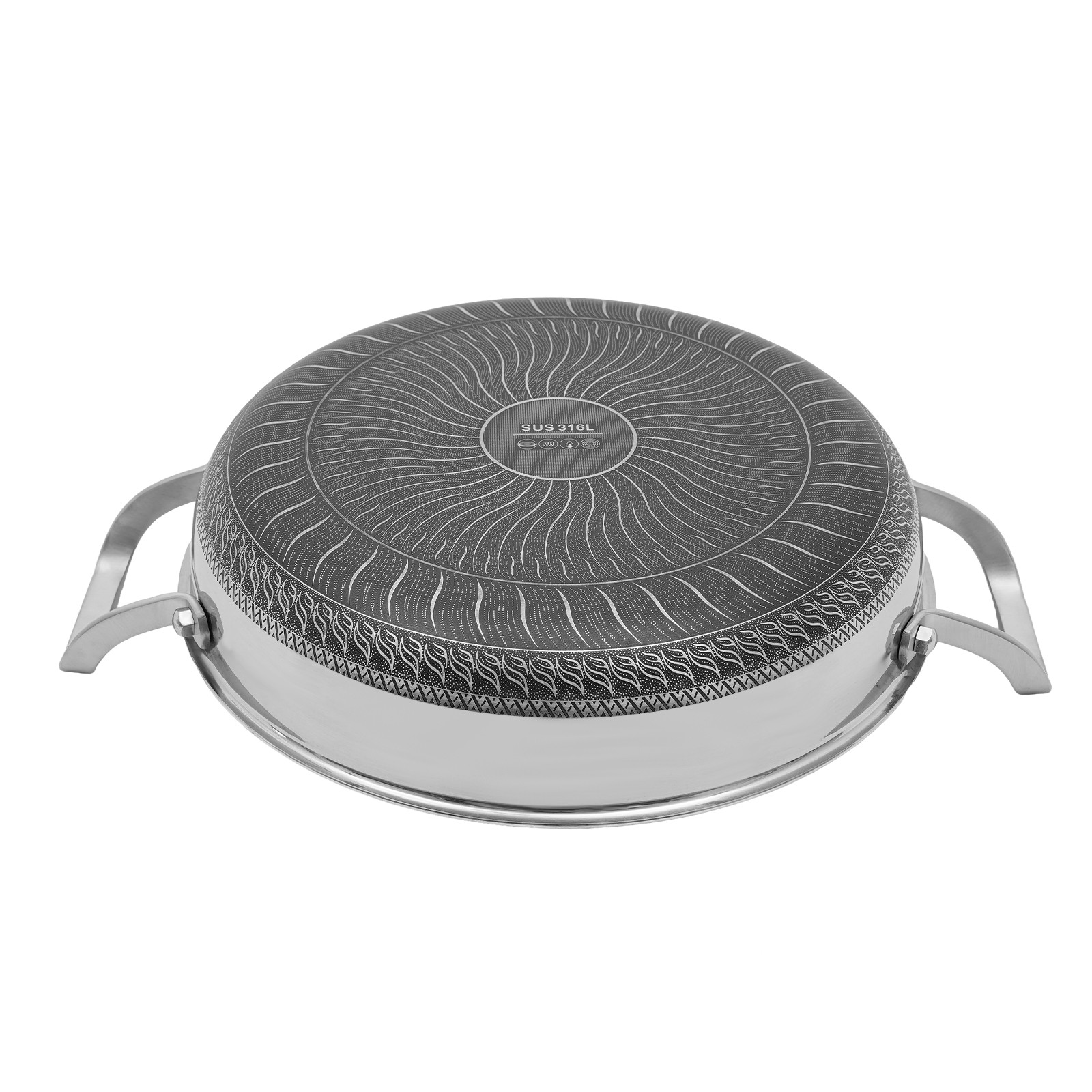 Frying Pan W/Lid Non Stick 316 Stainless Steel Skillets Induction Oven