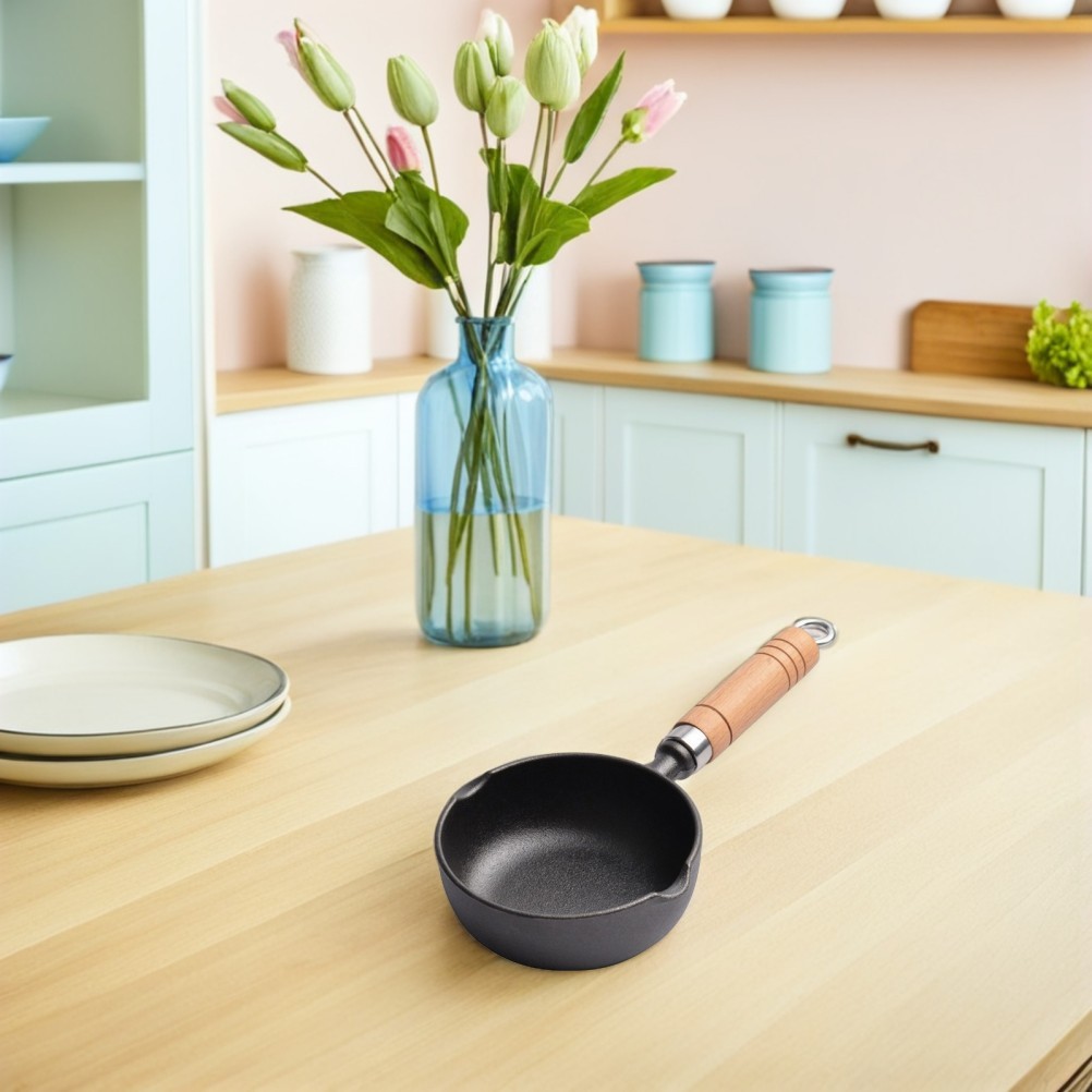 2Pcs Reusable Small Cast Iron Pots Black Mini Fry Pans for Stovetop Use