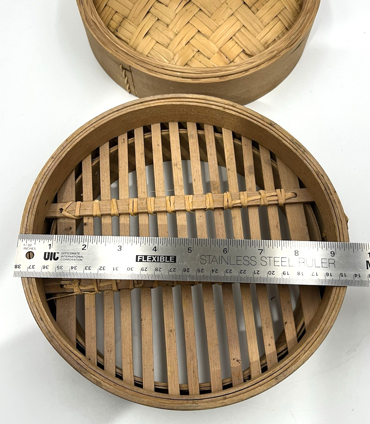 Two Piece Woven Bamboo Steamer Basket Dim Sum Dumpling Asian Cooking Zhēnglóng