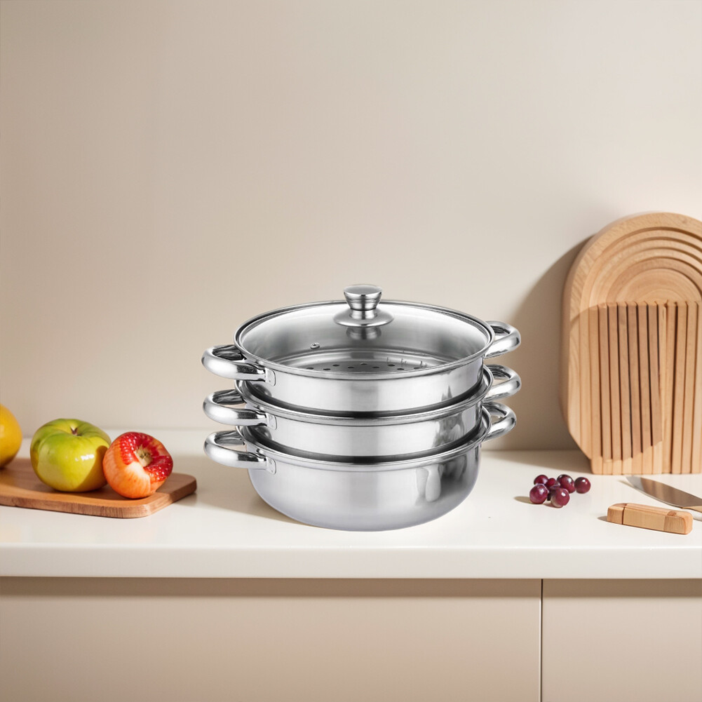 3-Tier Stainless Steel Steamer – Versatile Cooking for Home & Commercial Use USA
