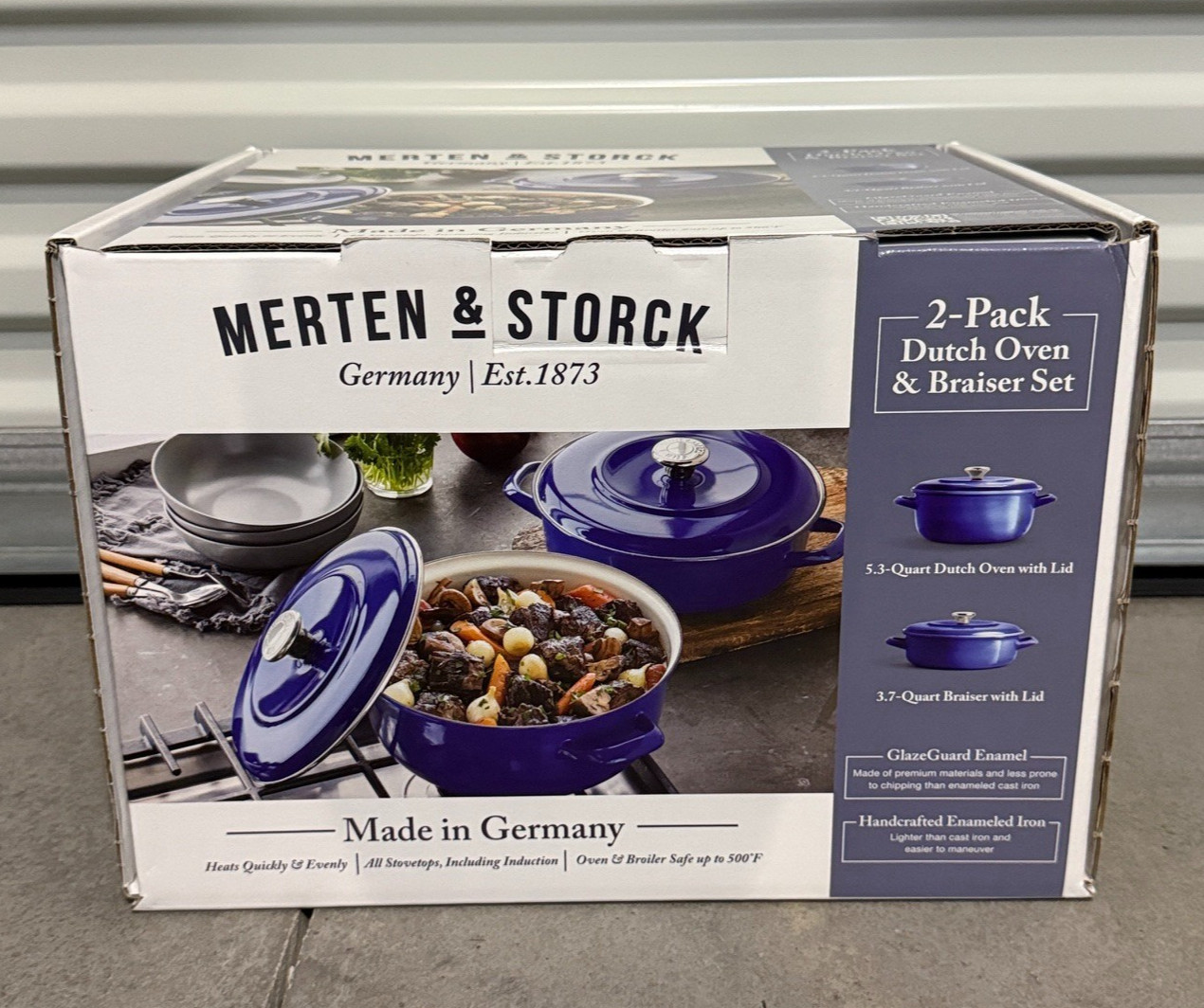 Merten and Storck Dutch Oven and Braiser Set Enameled Iron Lightly Used Chipped
