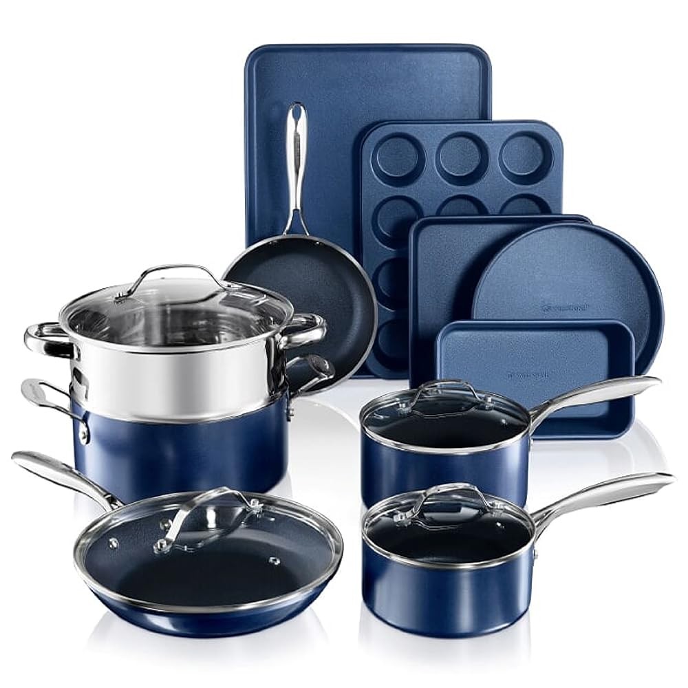 Granitestone 15 Pc Kitchen Pots And Pans Set Non Stick Kitchen Cookware Sets