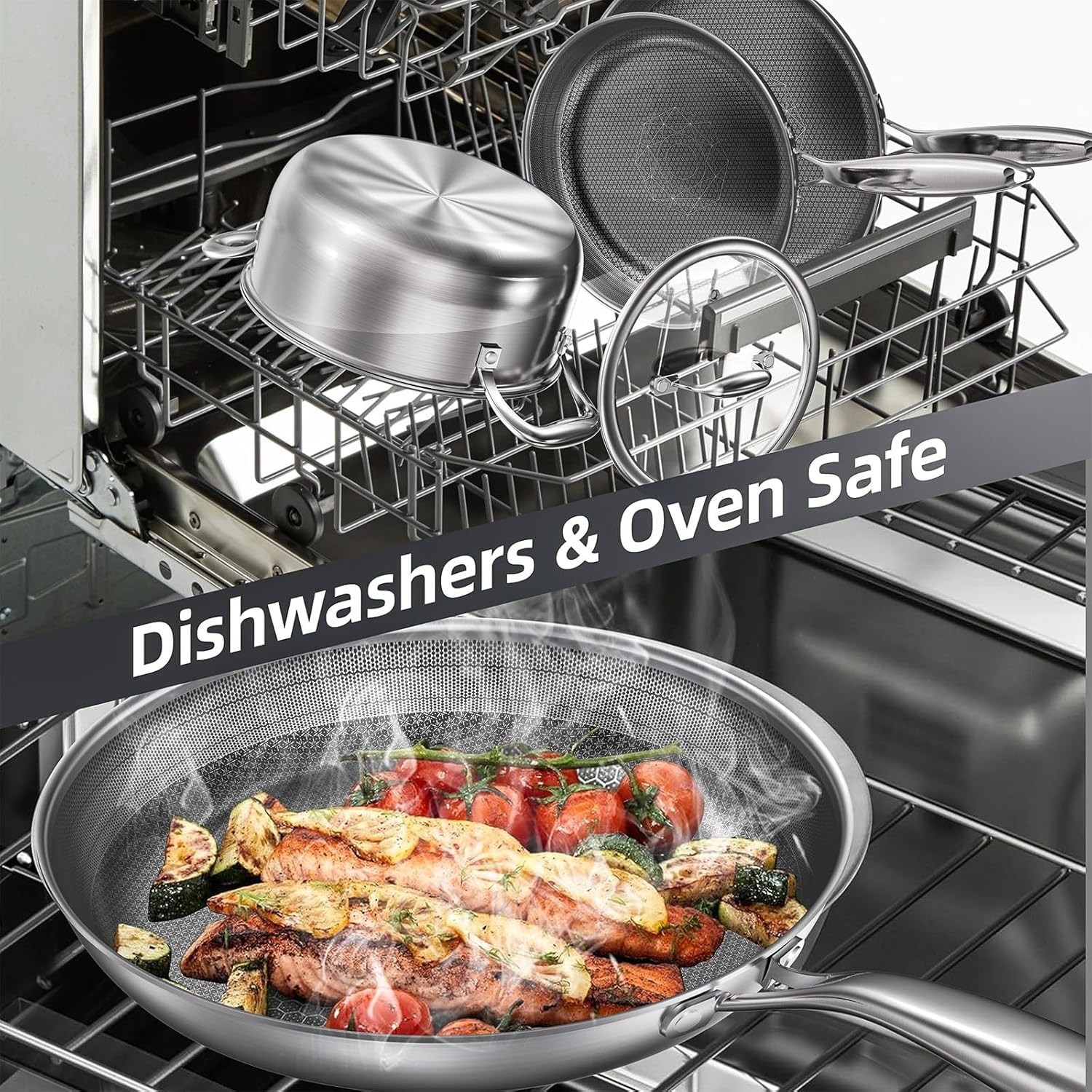 8-Inch Stainless Steel Pan, Hybrid Nonstick Frying Pan, Skillet, 3-Ply Clad C…