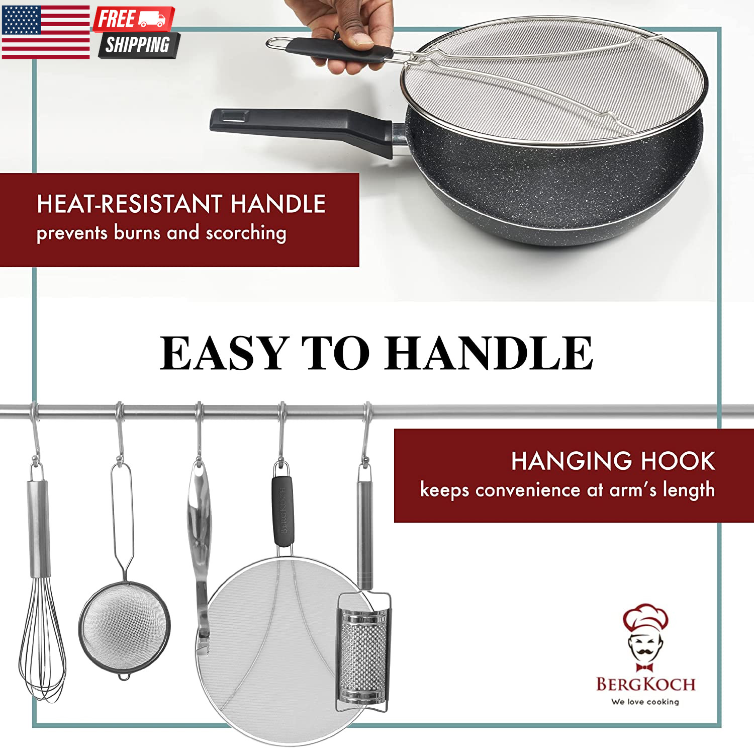 Splatter Screen for Frying Pan 13 Inch Stainless Steel Grease Splatter Guard – C