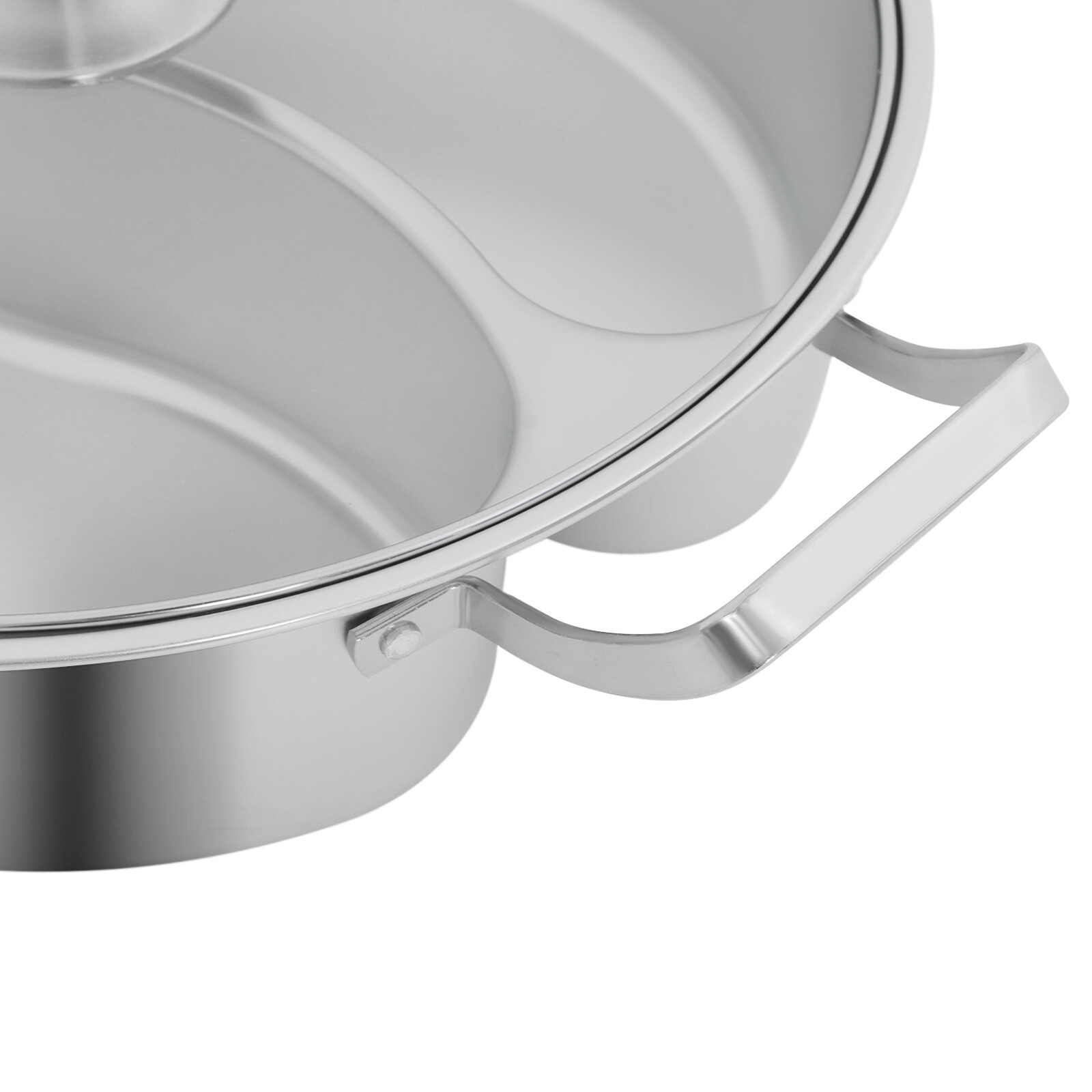 2-Compartment 7L (1.85 Gal) Stainless Steel Hot Pot with Divider & Glass Lid