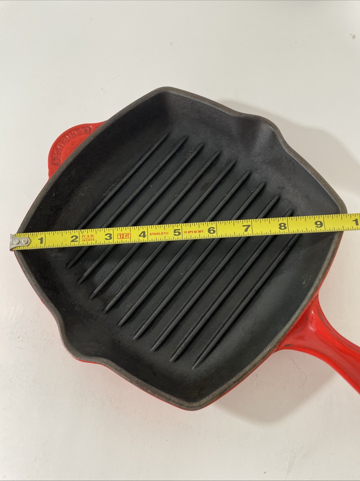 Le Creuset Flame Orange Enameled #20 Cast Iron Square Grill Pan Griddle