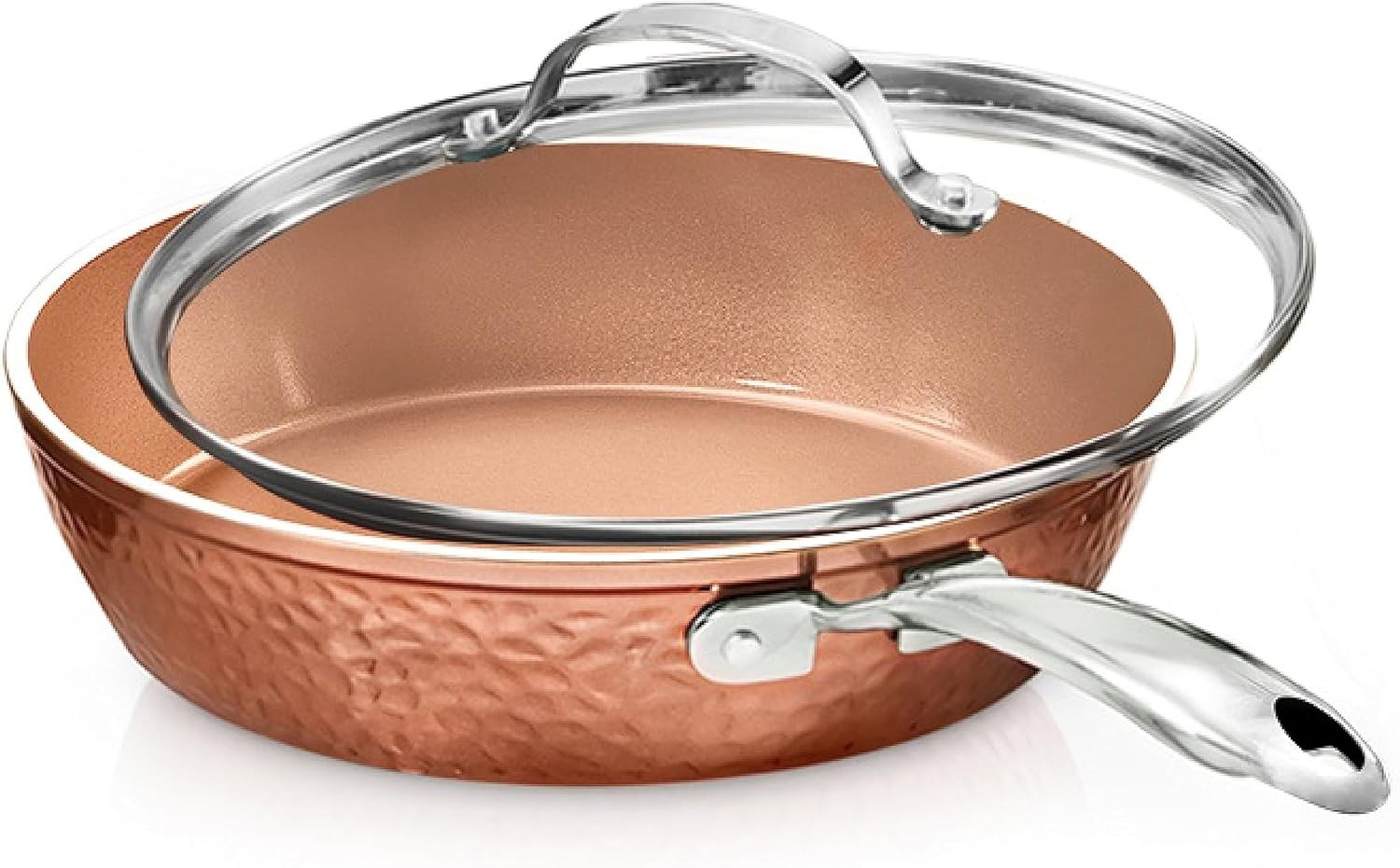 Gotham Steel 10 Inch Hammered Non Stick Frying Pans, Nonstick Frying Pan with Li