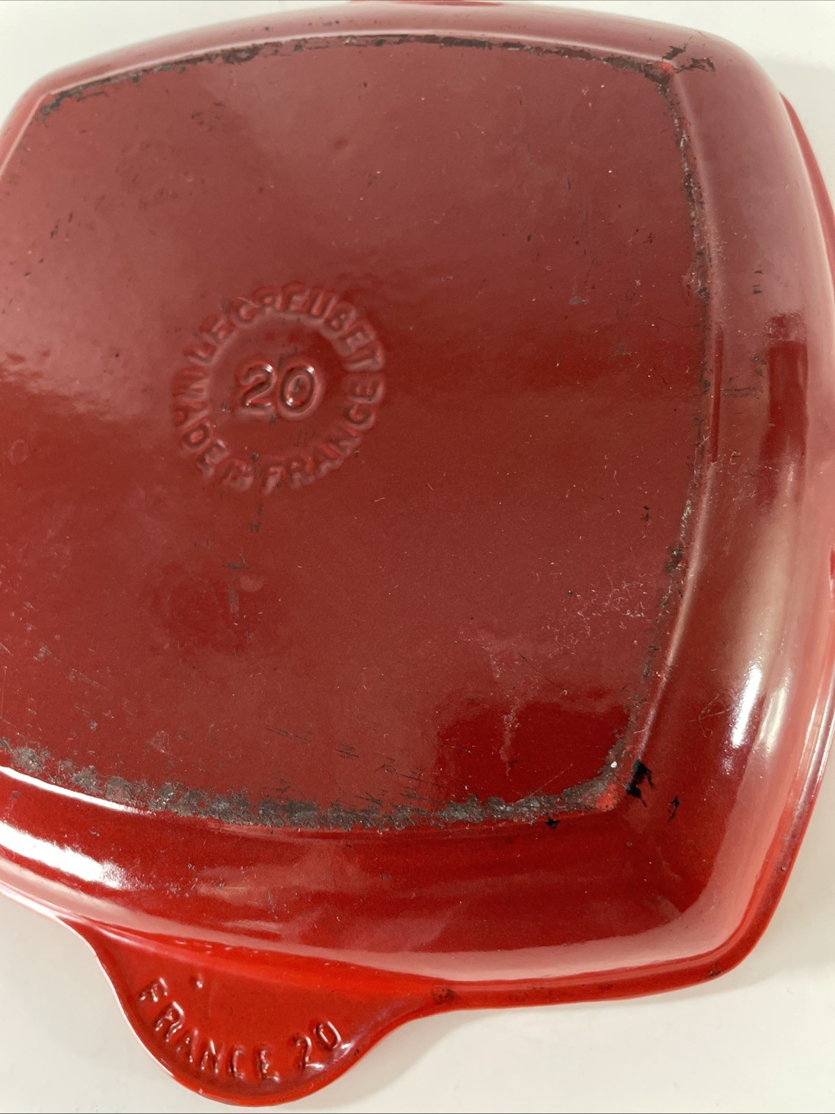 Le Creuset Flame Orange Enameled #20 Cast Iron Square Grill Pan Griddle