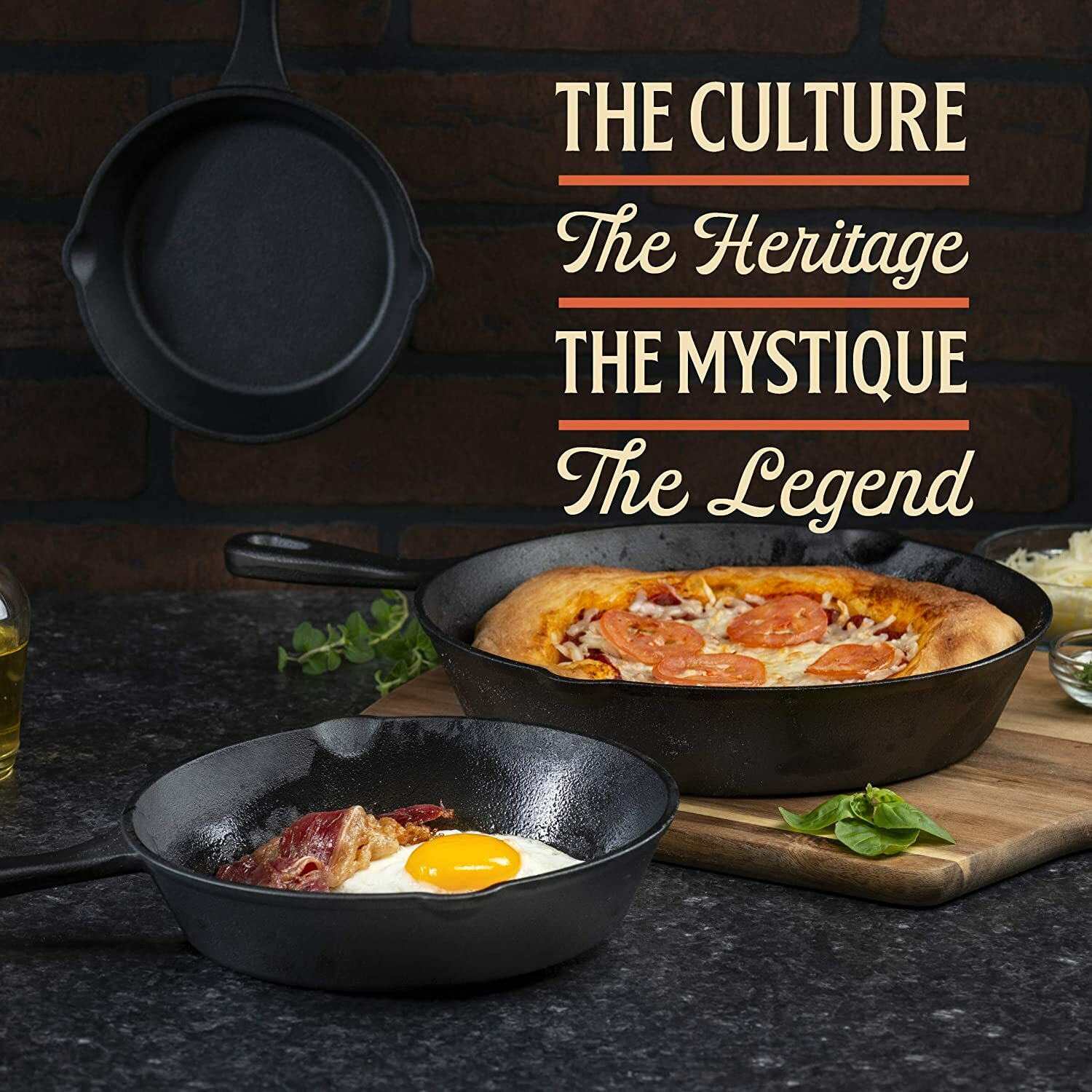 Frying Pan -Set of 3 Cast Iron Skillet w/ 10”/8”/6” Sizes -Nonstick Cookware