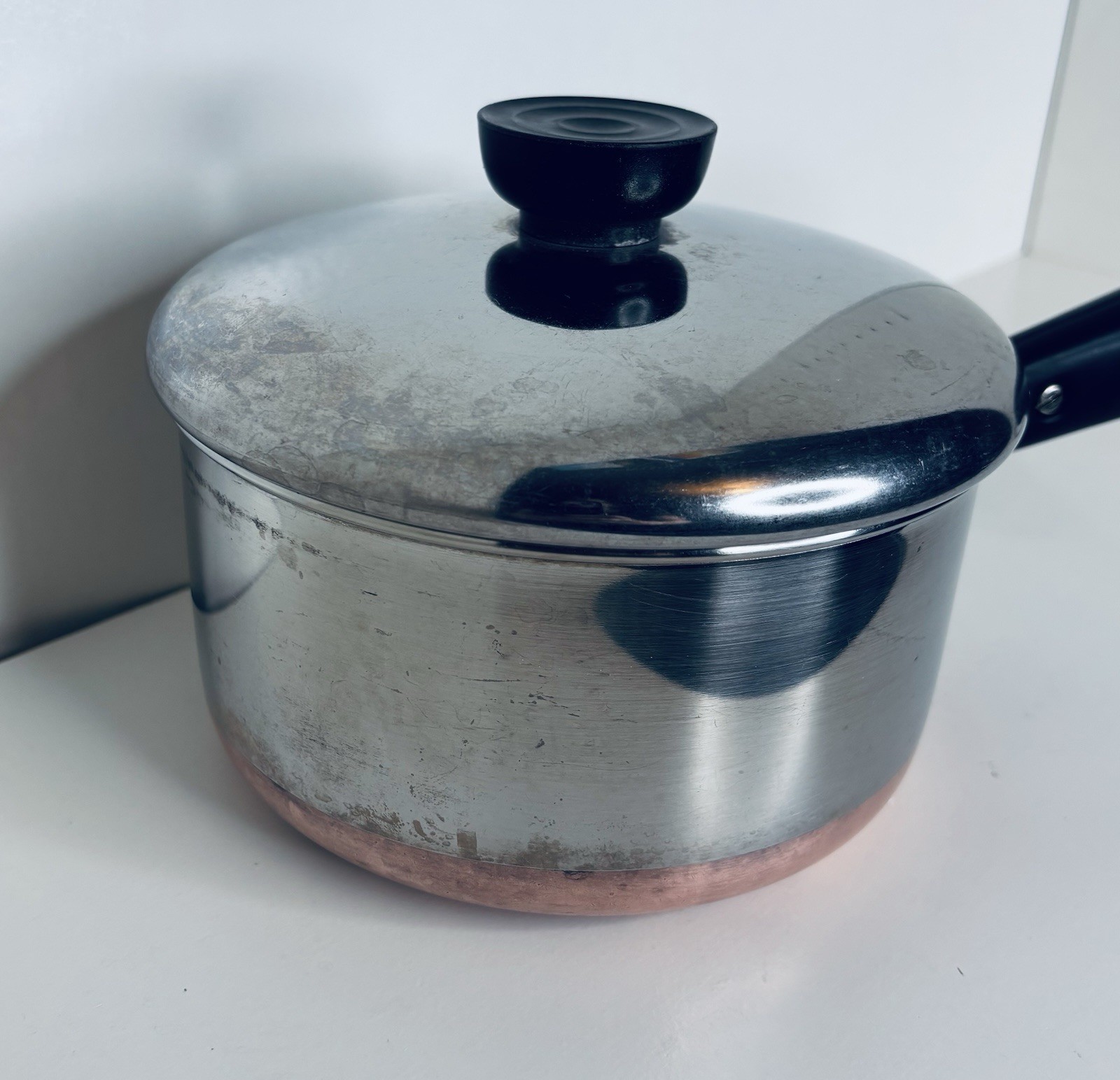 Revere Ware 1801 Pre-68 Copper Bottom Stainless 1-1/2 1.5 Quart Qt Sauce Pan Lid