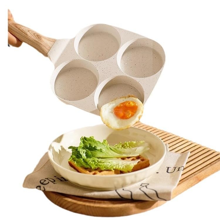 1 PC 4Cup 7.3 Inch Nonstick Egg Frying Pan Gas Induction Skillet White