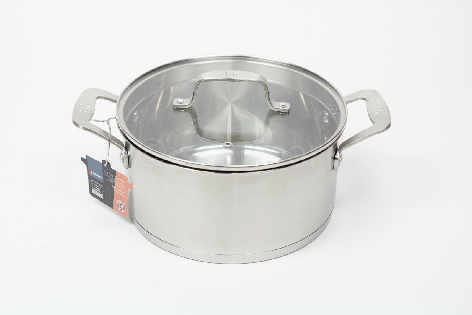 Bergner Nordic Series Dutch Oven Stainless Steel with Glass Lid 5.4-qt New