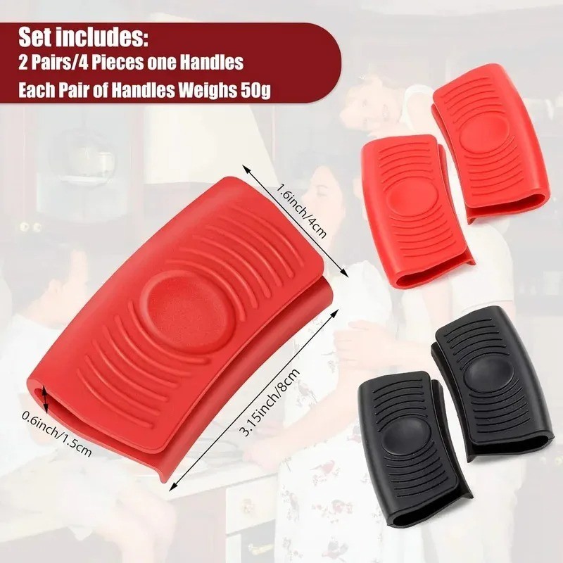 2pcs Silicone Anti-Scald Pot Handle Hot Handle Cover Heat Resistant Pot Clip
