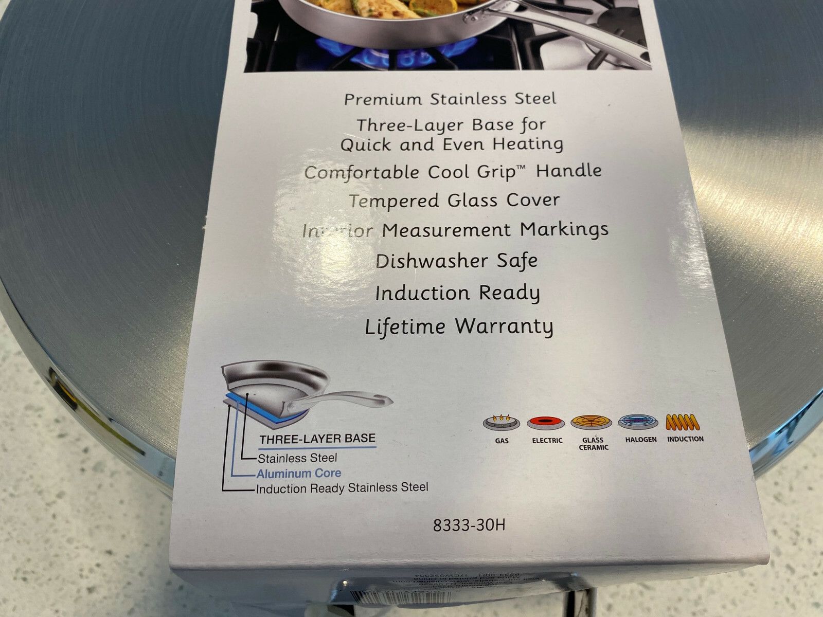 NEW Cuisinart Classic 5.5 Quart Saute Pan with Helper handle & cover 8333-30 Sil