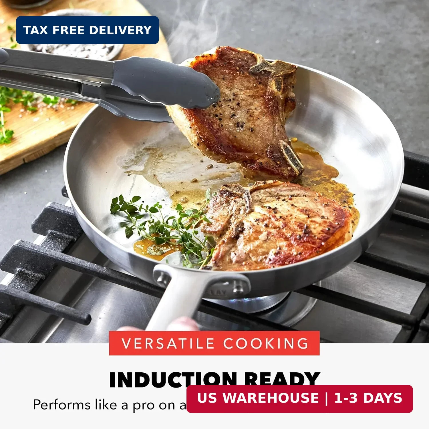 GreenPan x Bobby Flay 10 Piece Stainless Steel Cookware Set, Tri-Ply Multiclad P