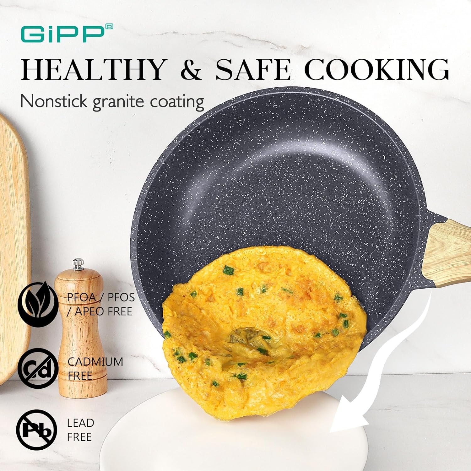 22pc Dark Gray Nonstick Cookware Set GiPP Healthy
