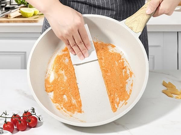 9.5″ White Granite Nonstick Frying Pan Skillet with Lid Omelette Pan