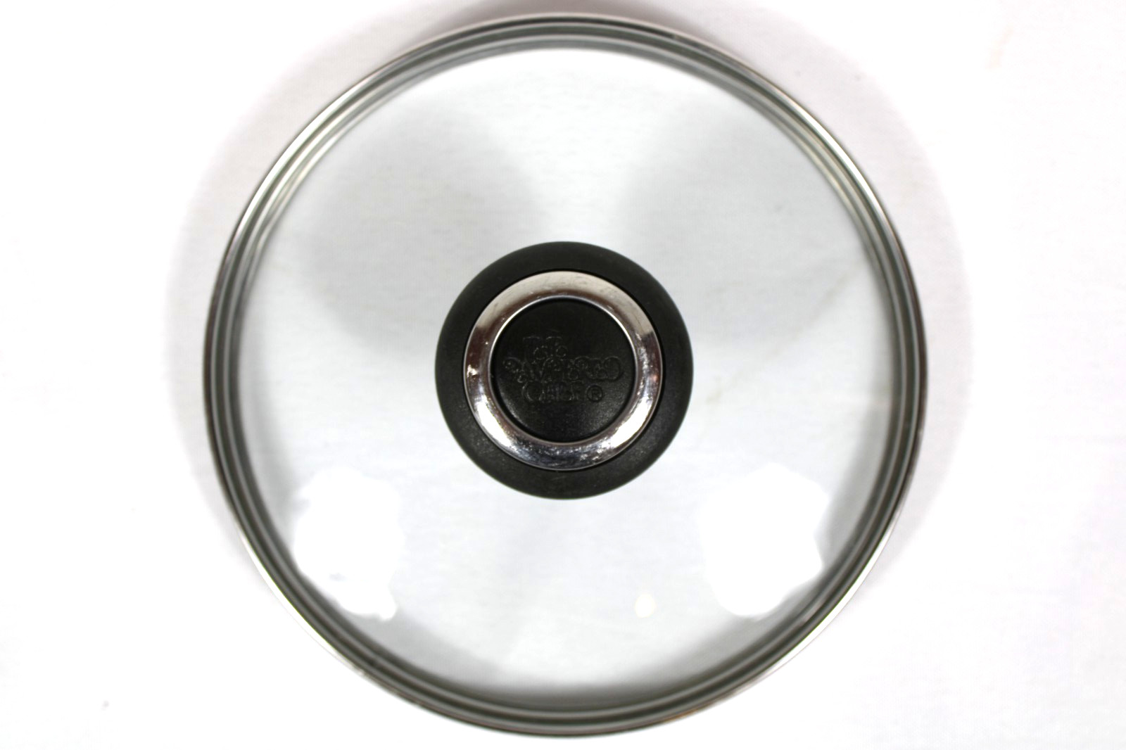 Pampered Chef Glass 6.2″ ID Black Knob Clear View Replacement Skillet Lid 6-1/4″