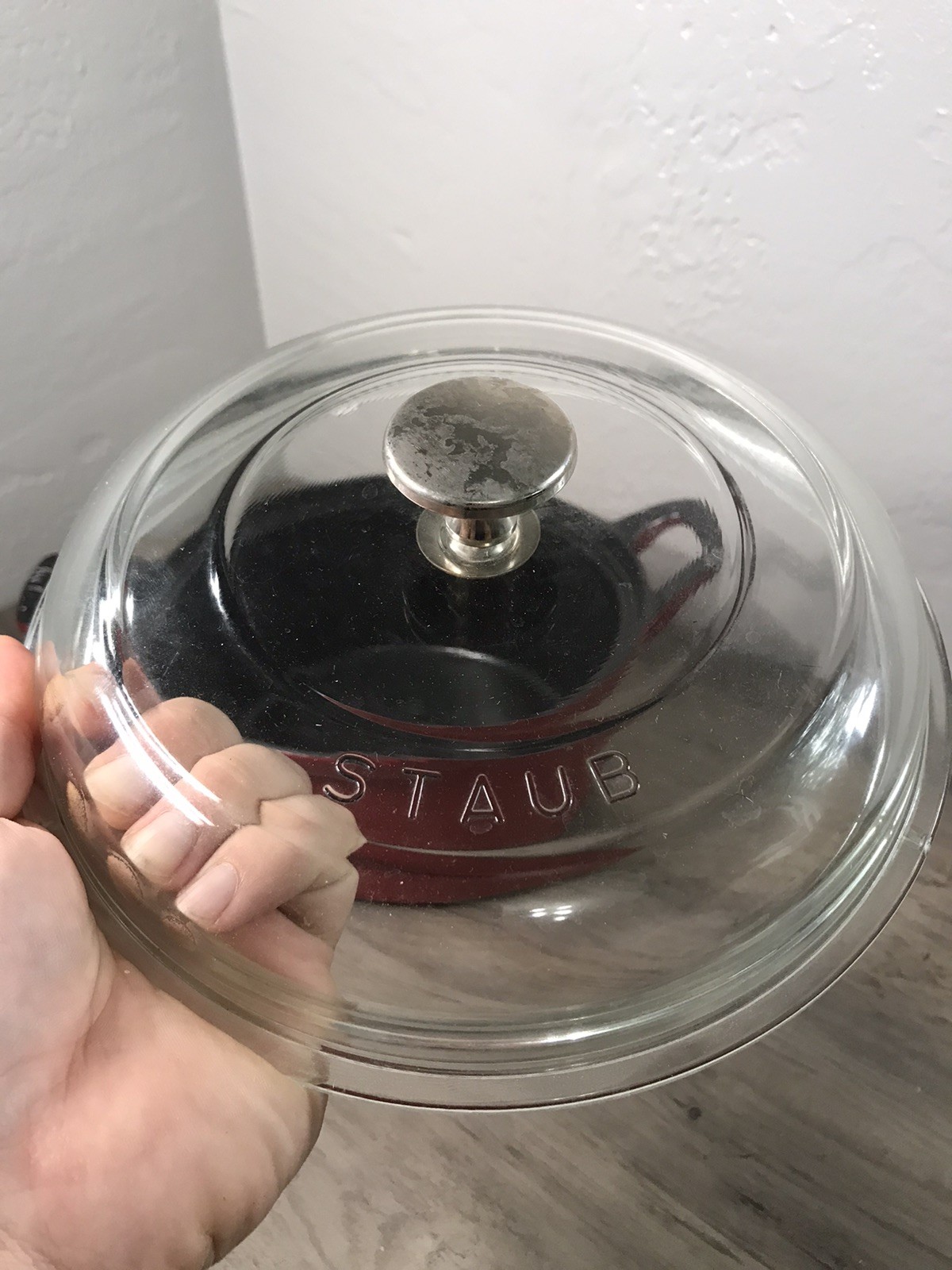 STAUB Cast Iron 2.5 qt Braiser with Glass Lid Dutch Oven Cherry Red 9”