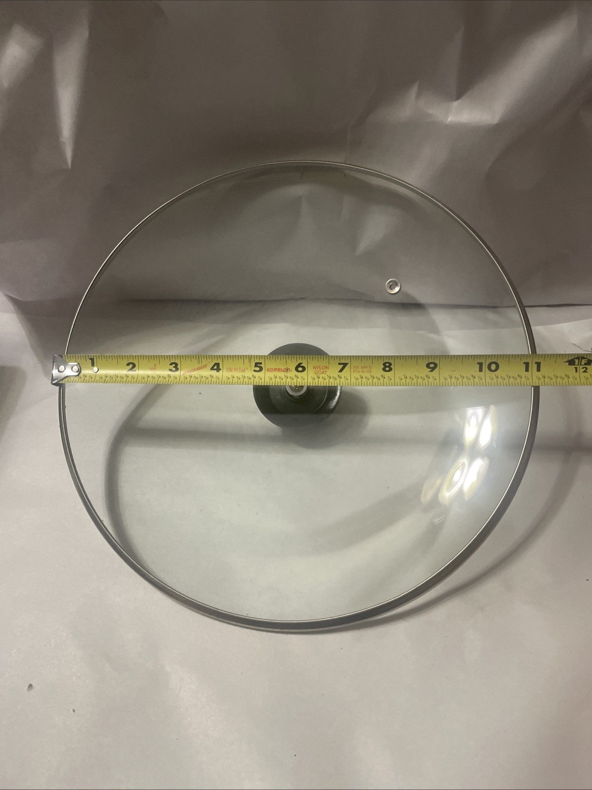 Large 11 inch Replacement Glass Lid W/ Stainless Steel Rim & Steam Hole Lid Only
