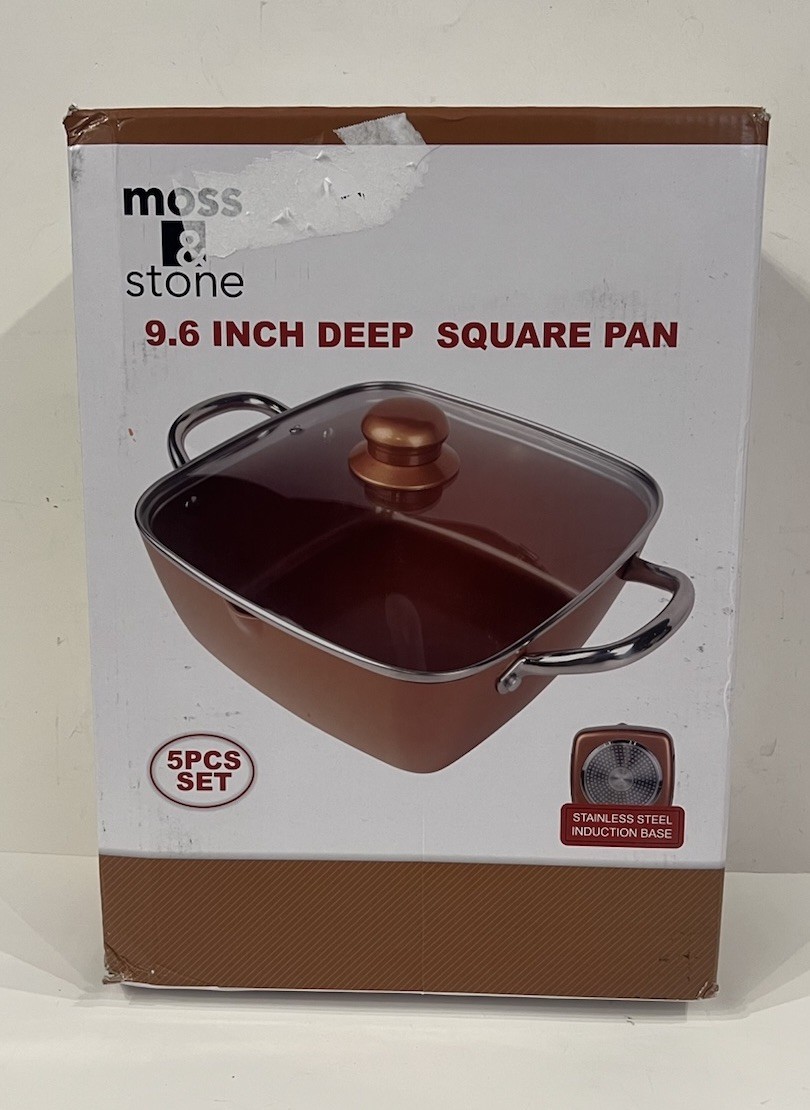 Moss & Stone 5 Pcs Copper Chef Cookware Set Non Stick Deep Frying 9.5″x3.5″