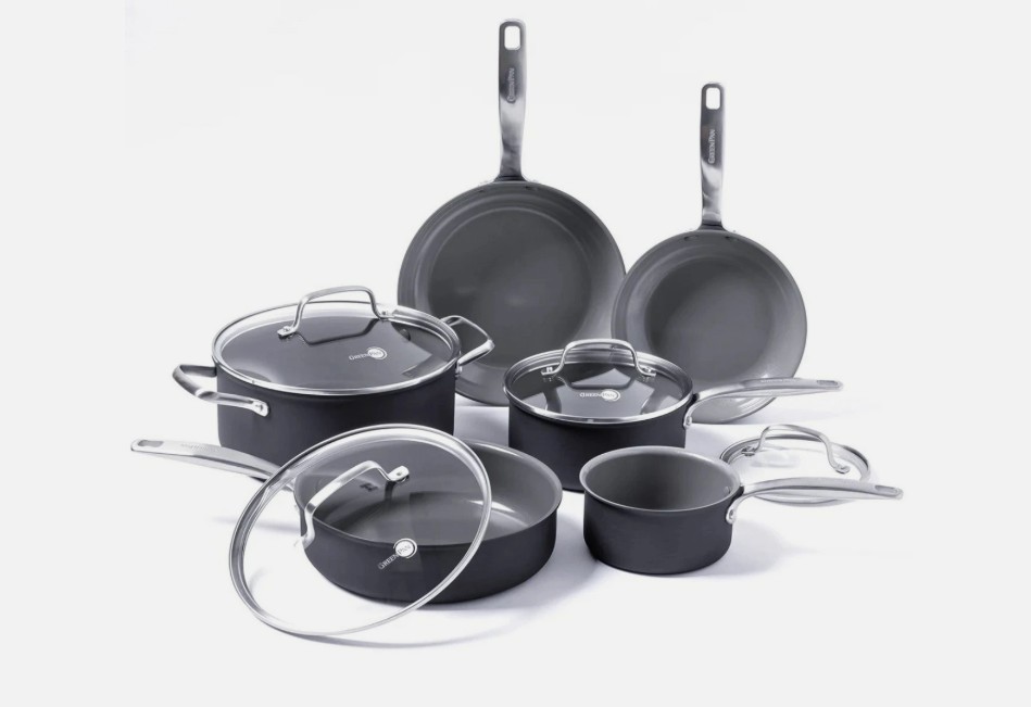 GreenPan Lima Coll 10 Piece Hard Anodized Healthy Ceramic Nonstick Cookware Set