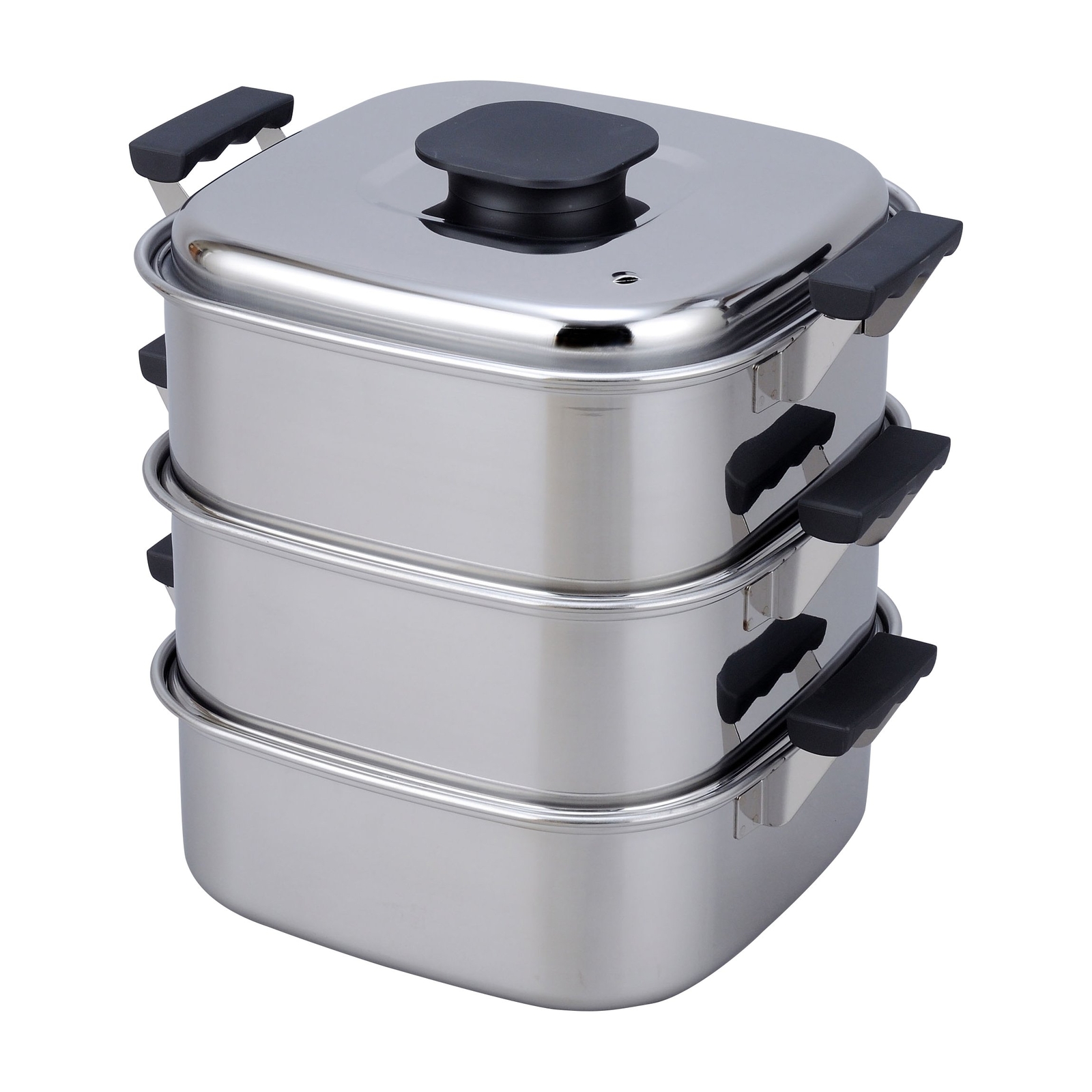 Mikojima Factory Peach Seal Square Steamer 3 Tiers 29cm Silver New Japan Import