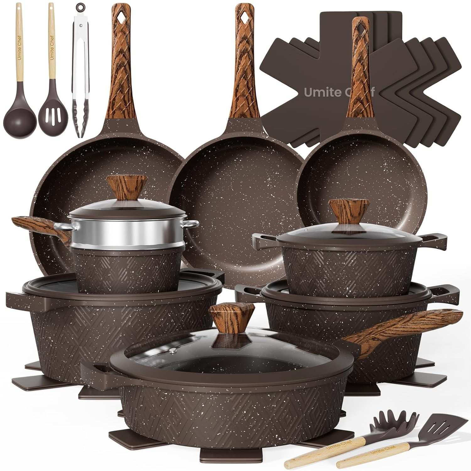 26PCS Non Stick Pots and Pans Set Induction Cookware Set Nonstick Kitchenware